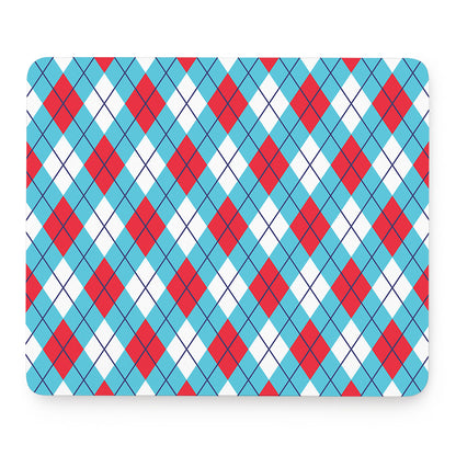 Red Blue And White Argyle Pattern Print Mouse Pad