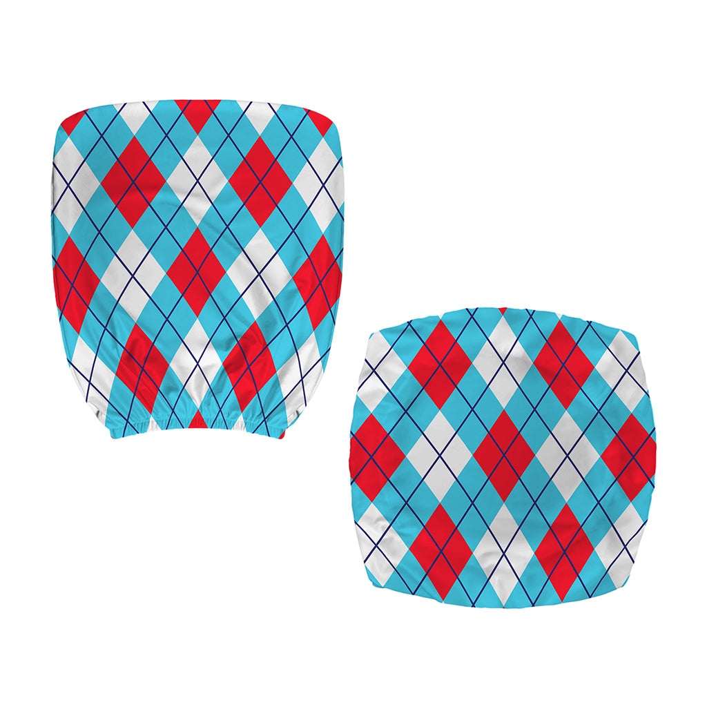 Red Blue And White Argyle Pattern Print Office Chair Cover