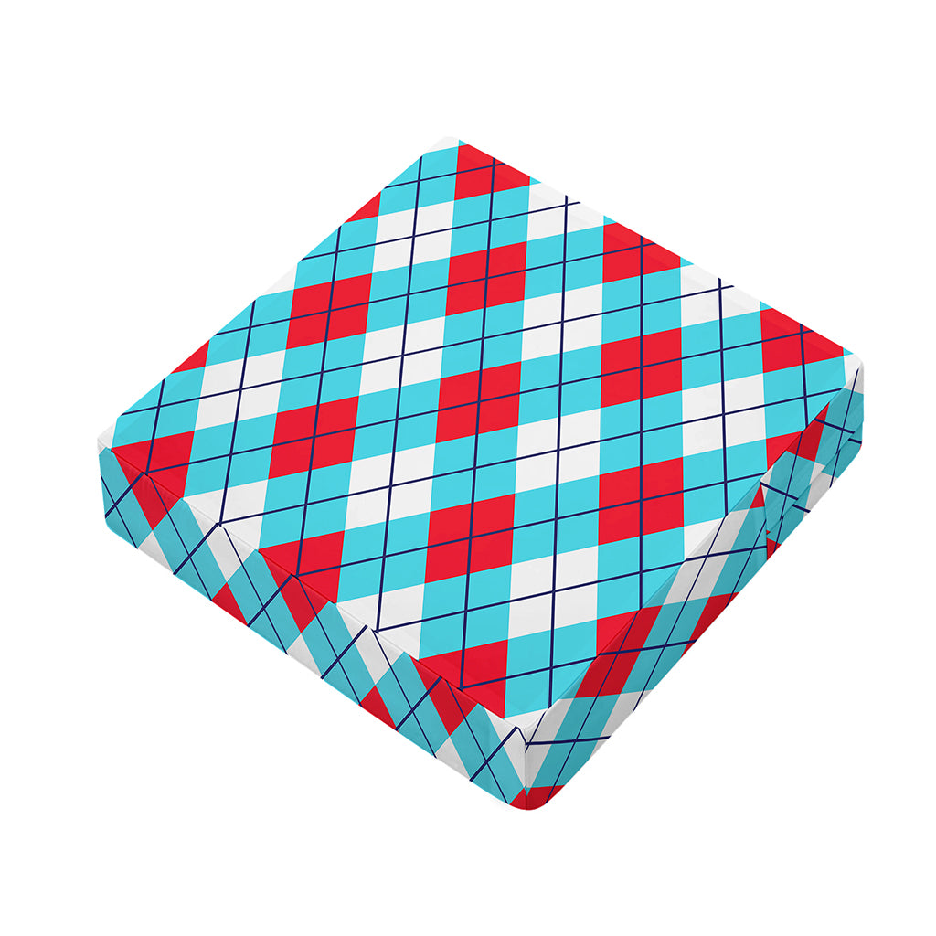 Red Blue And White Argyle Pattern Print Outdoor Seat Cushion Cover