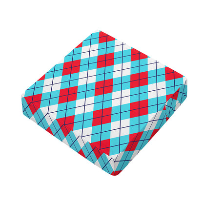 Red Blue And White Argyle Pattern Print Outdoor Seat Cushion Cover
