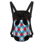 Red Blue And White Argyle Pattern Print Pet Carrier Backpack