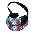 Red Blue And White Argyle Pattern Print Pet Sling Carrier