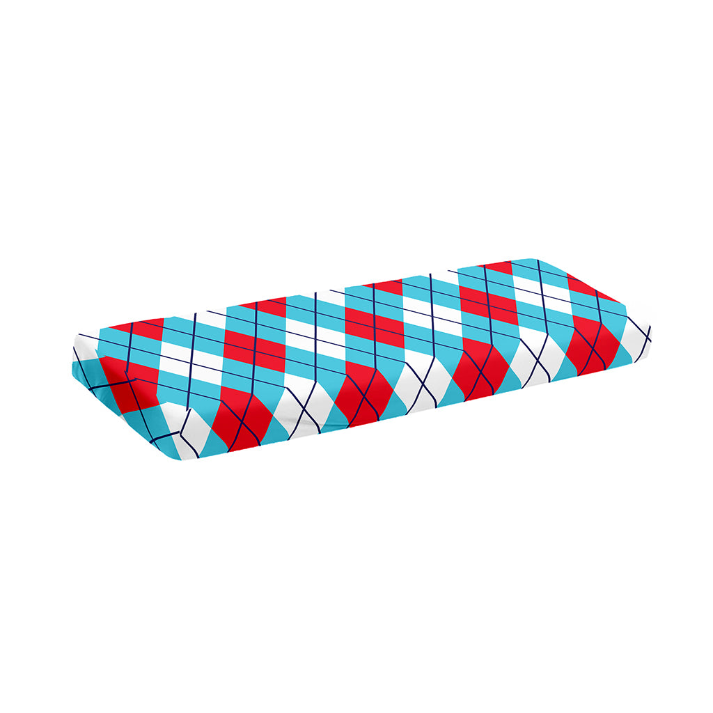 Red Blue And White Argyle Pattern Print Piano Keyboard Cover