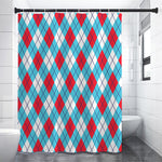 Red Blue And White Argyle Pattern Print Premium Shower Curtain