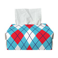 Red Blue And White Argyle Pattern Print Rectangle Tissue Box Cover
