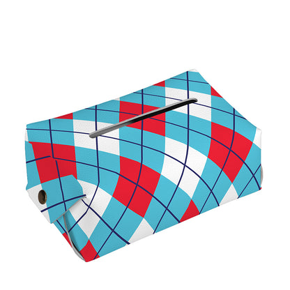 Red Blue And White Argyle Pattern Print Rectangle Tissue Box Cover