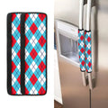 Red Blue And White Argyle Pattern Print Refrigerator Handle Covers