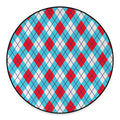 Red Blue And White Argyle Pattern Print Round Floor Mat