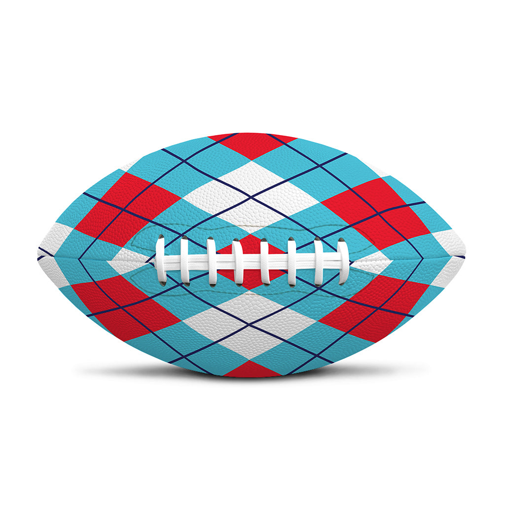 Red Blue And White Argyle Pattern Print Rugby Ball