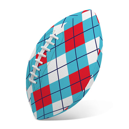 Red Blue And White Argyle Pattern Print Rugby Ball