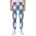 Red Blue And White Argyle Pattern Print Joggers
