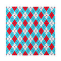 Red Blue And White Argyle Pattern Print Silk Bandana