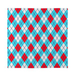 Red Blue And White Argyle Pattern Print Silk Bandana