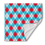 Red Blue And White Argyle Pattern Print Silk Bandana