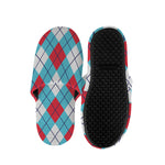 Red Blue And White Argyle Pattern Print Slippers