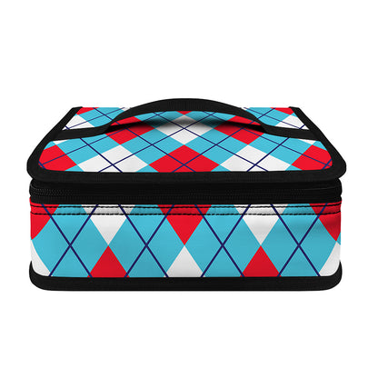 Red Blue And White Argyle Pattern Print Small Lunch Bag