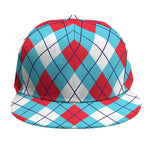 Red Blue And White Argyle Pattern Print Snapback Cap