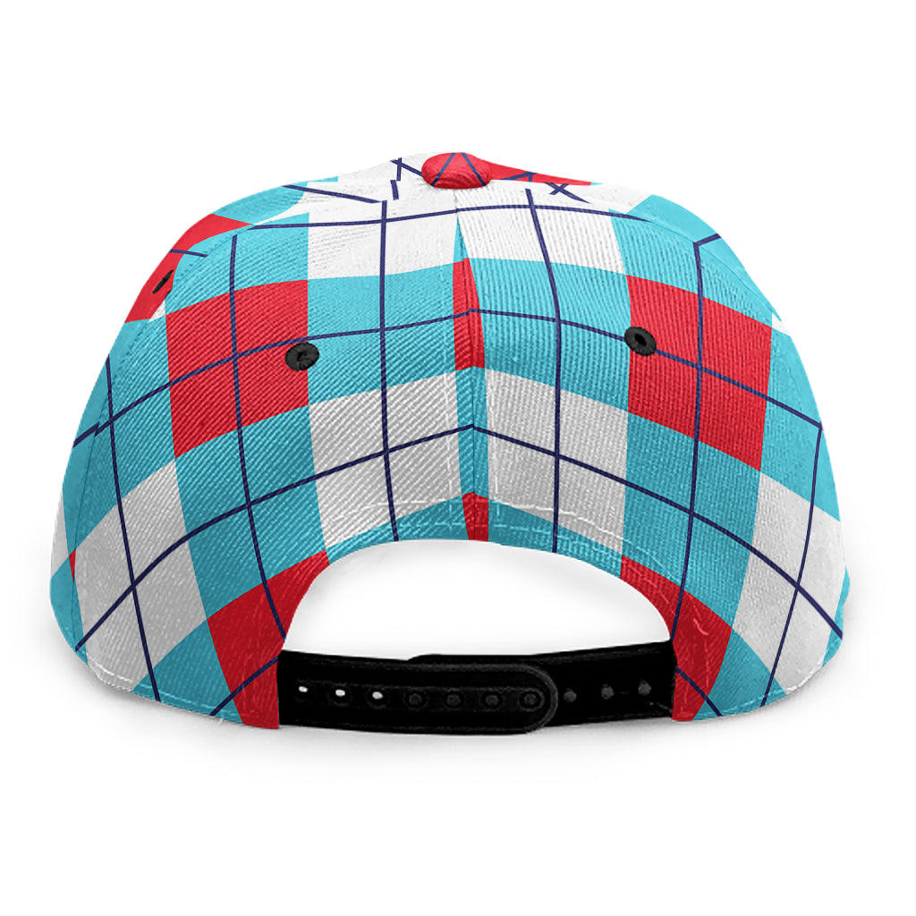 Red Blue And White Argyle Pattern Print Snapback Cap