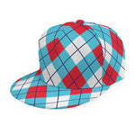 Red Blue And White Argyle Pattern Print Snapback Cap
