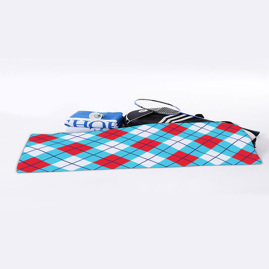 Red Blue And White Argyle Pattern Print Sports Towel