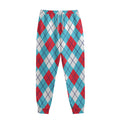 Red Blue And White Argyle Pattern Print Sweatpants