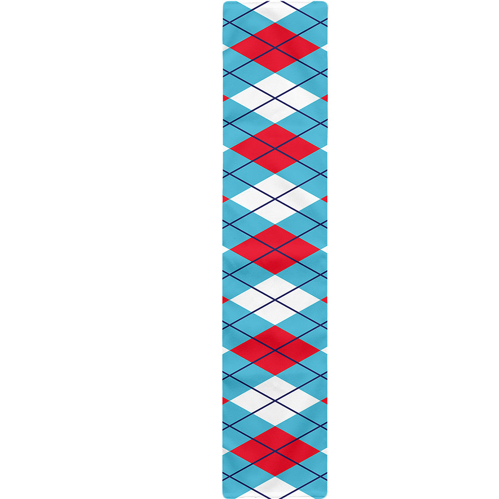 Red Blue And White Argyle Pattern Print Table Runner