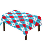 Red Blue And White Argyle Pattern Print Tablecloth