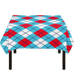 Red Blue And White Argyle Pattern Print Tablecloth