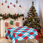 Red Blue And White Argyle Pattern Print Tablecloth