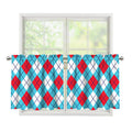 Red Blue And White Argyle Pattern Print Tier Curtains