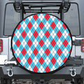 Red Blue And White Argyle Pattern Print Tire Cover