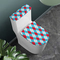 Red Blue And White Argyle Pattern Print Toilet Lid And Tank Cover Set