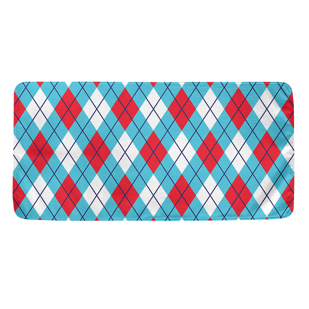 Red Blue And White Argyle Pattern Print Towel