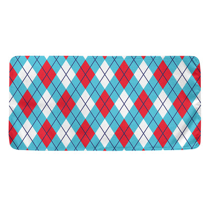 Red Blue And White Argyle Pattern Print Towel