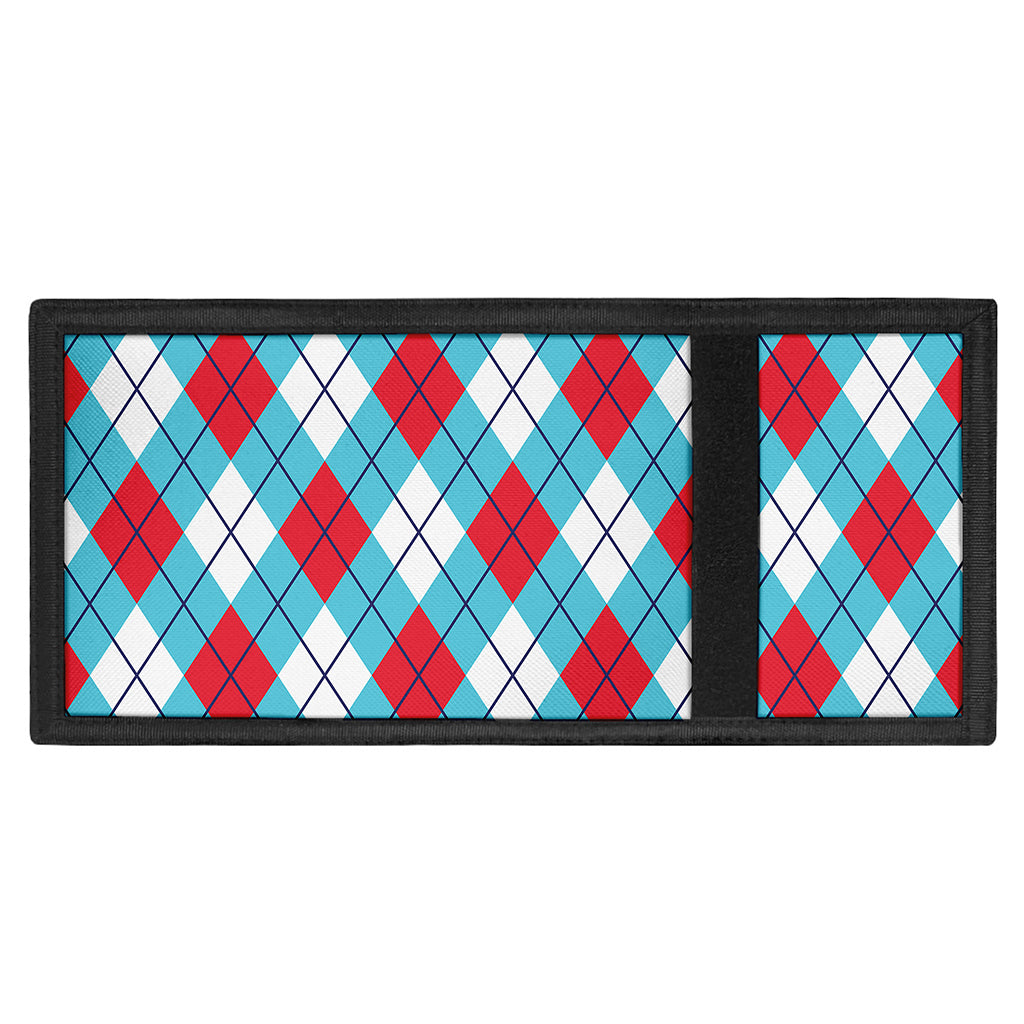 Red Blue And White Argyle Pattern Print Trifold Wallet
