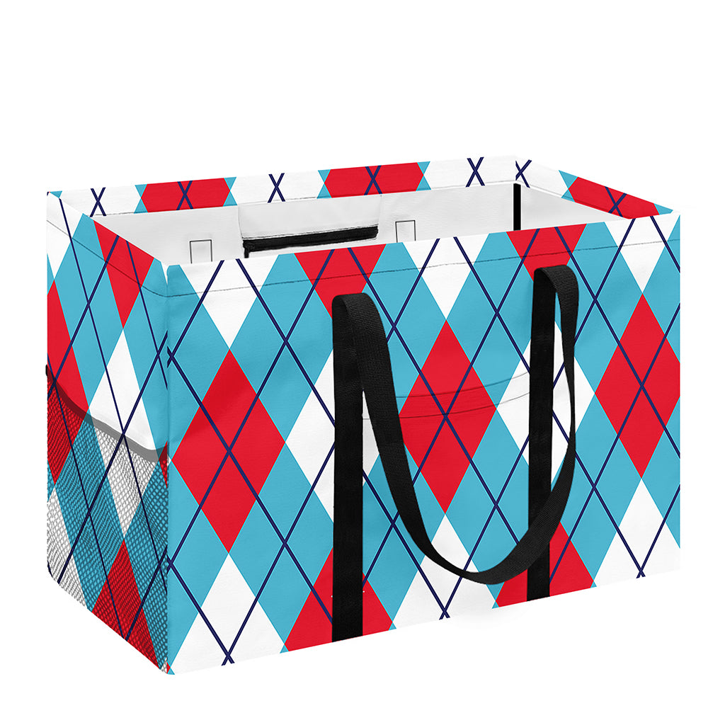 Red Blue And White Argyle Pattern Print Utility Tote Bag