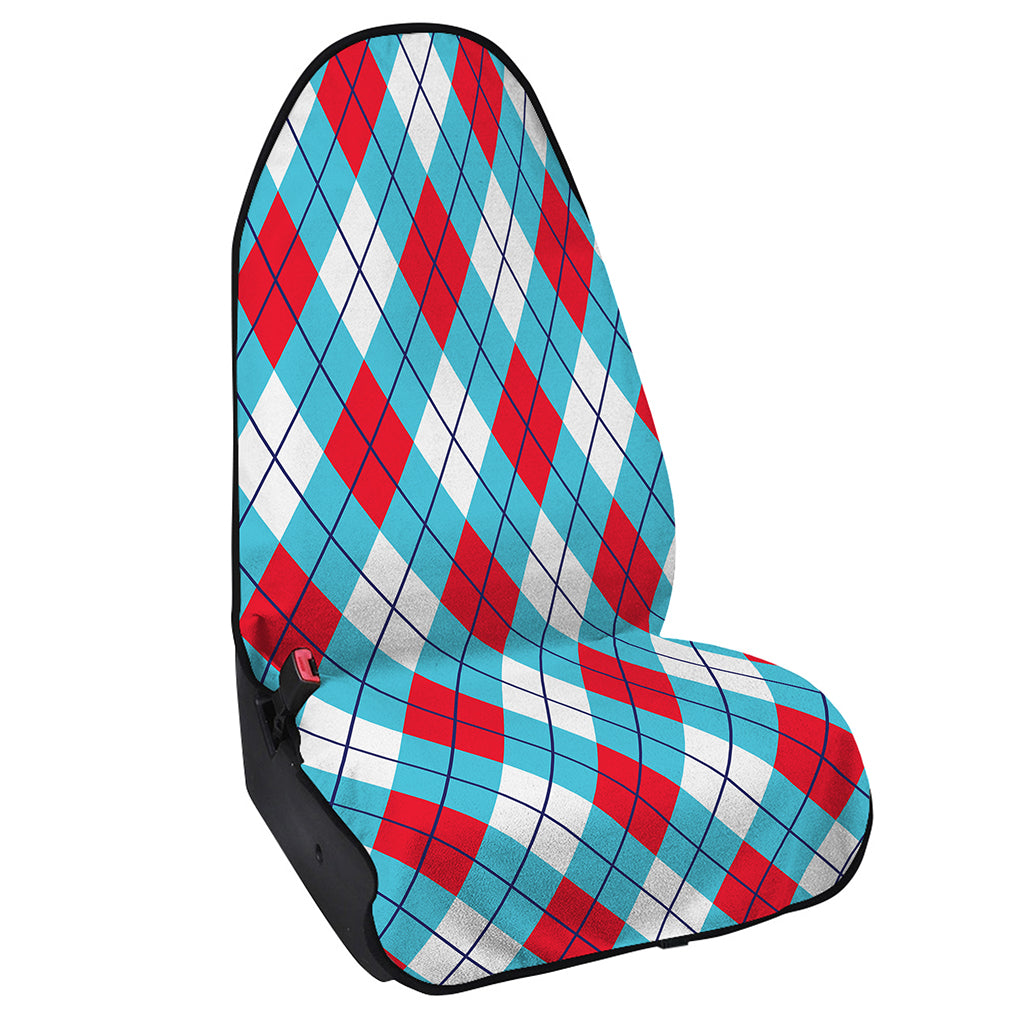 Red Blue And White Argyle Pattern Print Waterproof Car Seat Cover