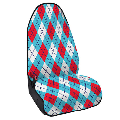 Red Blue And White Argyle Pattern Print Waterproof Car Seat Cover
