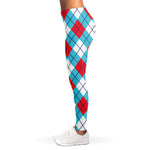 Red Blue And White Argyle Pattern Print Women's Leggings