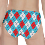 Red Blue And White Argyle Pattern Print Women's Panties