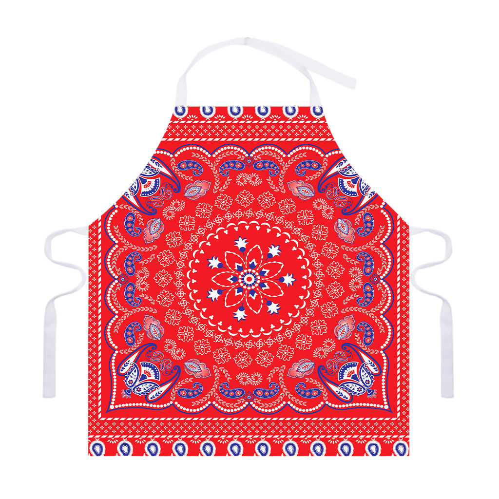 Red Blue And White Bandana Print Adjustable Apron