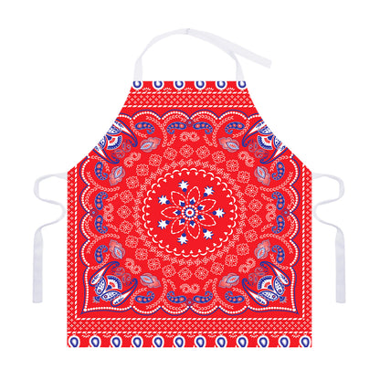 Red Blue And White Bandana Print Adjustable Apron