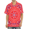 Red Blue And White Bandana Print Aloha Shirt
