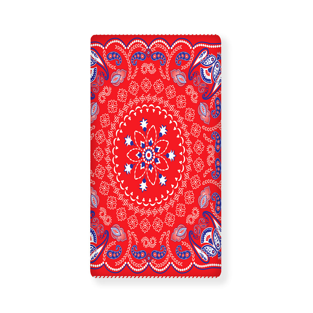 Red Blue And White Bandana Print Baby Crib Sheet