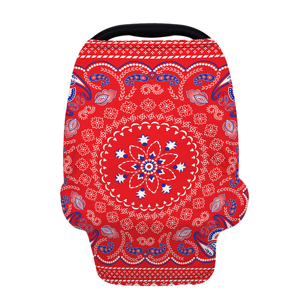 Red Blue And White Bandana Print Baby Seat Cover
