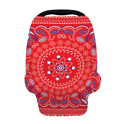 Red Blue And White Bandana Print Baby Seat Cover