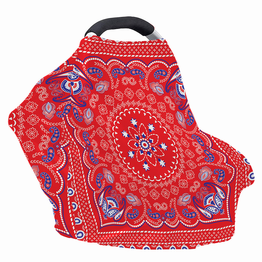 Red Blue And White Bandana Print Baby Seat Cover