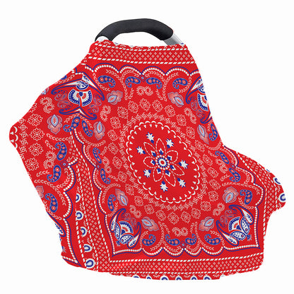 Red Blue And White Bandana Print Baby Seat Cover