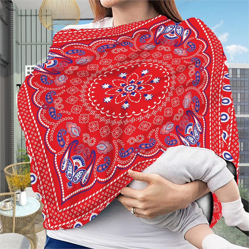 Red Blue And White Bandana Print Baby Seat Cover