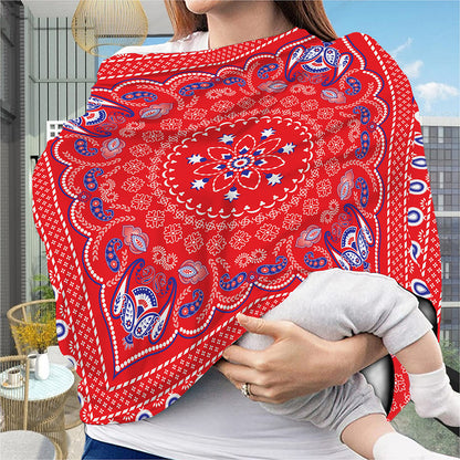 Red Blue And White Bandana Print Baby Seat Cover